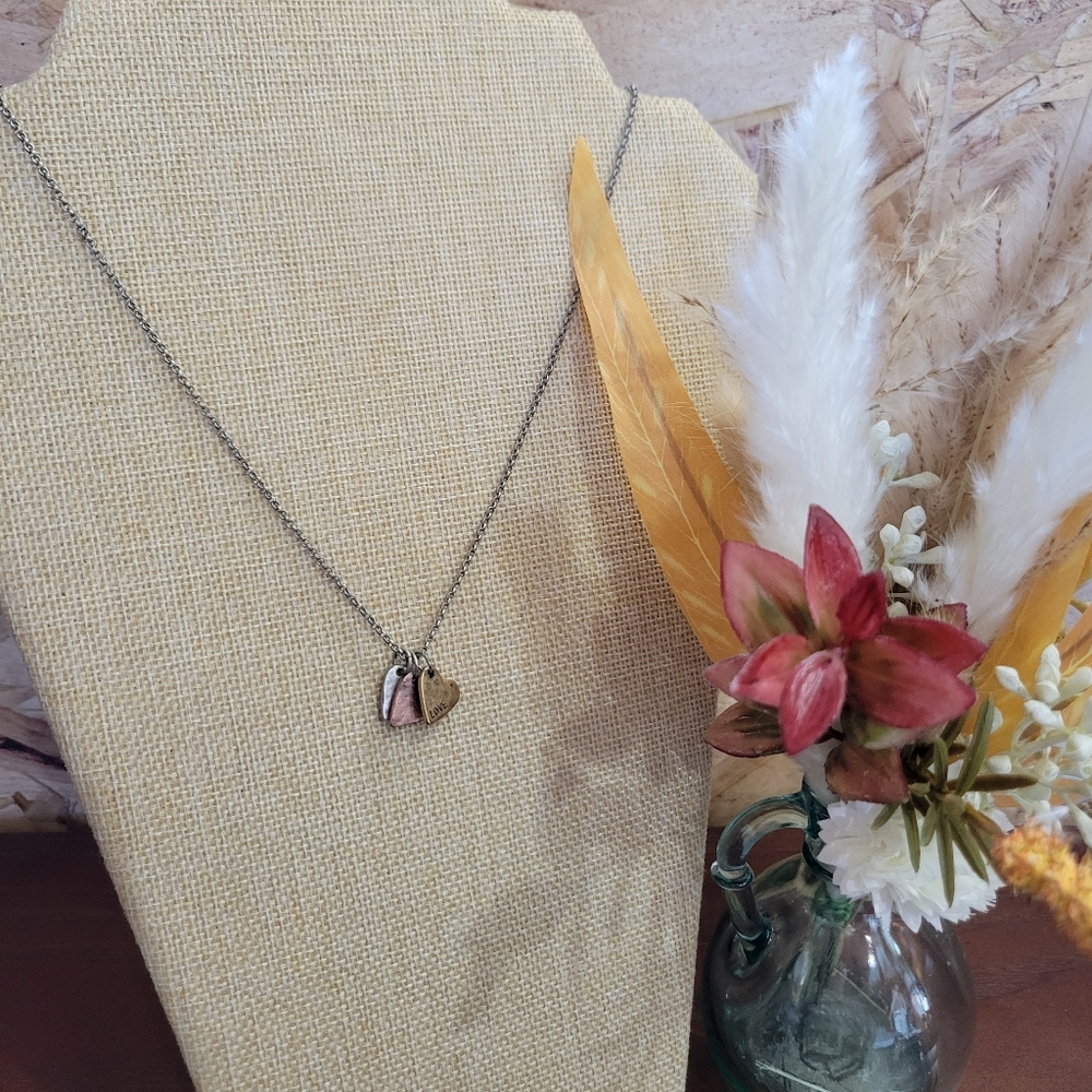 Dual-Tone Heart Pendant Necklace